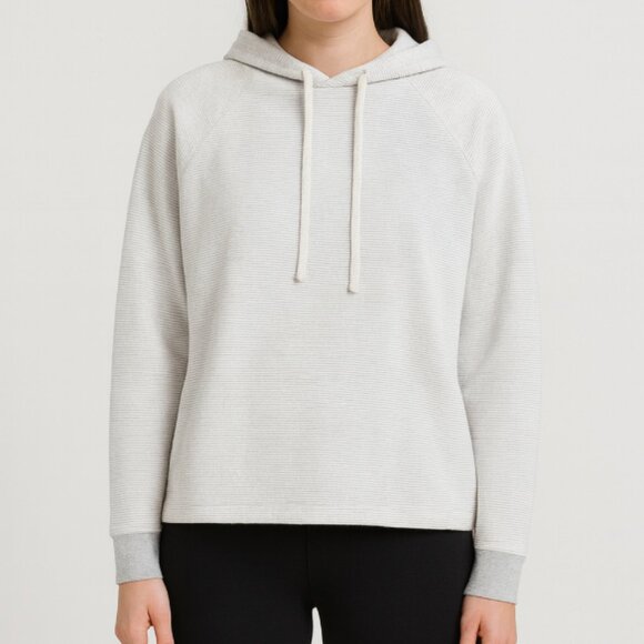 Marine Layer Cotton Striped Boxy Hoodie Grey White Size Large - Picture 1 of 4